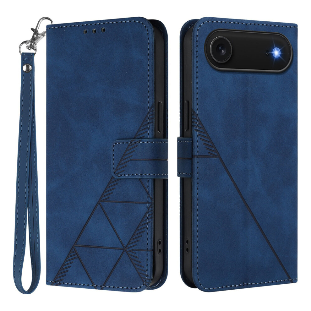 (Iphone Air, Sapphire) For Iphone Air Leather Case With Hand Strap Wallet Stand Phone Cover Blue 6914289357882