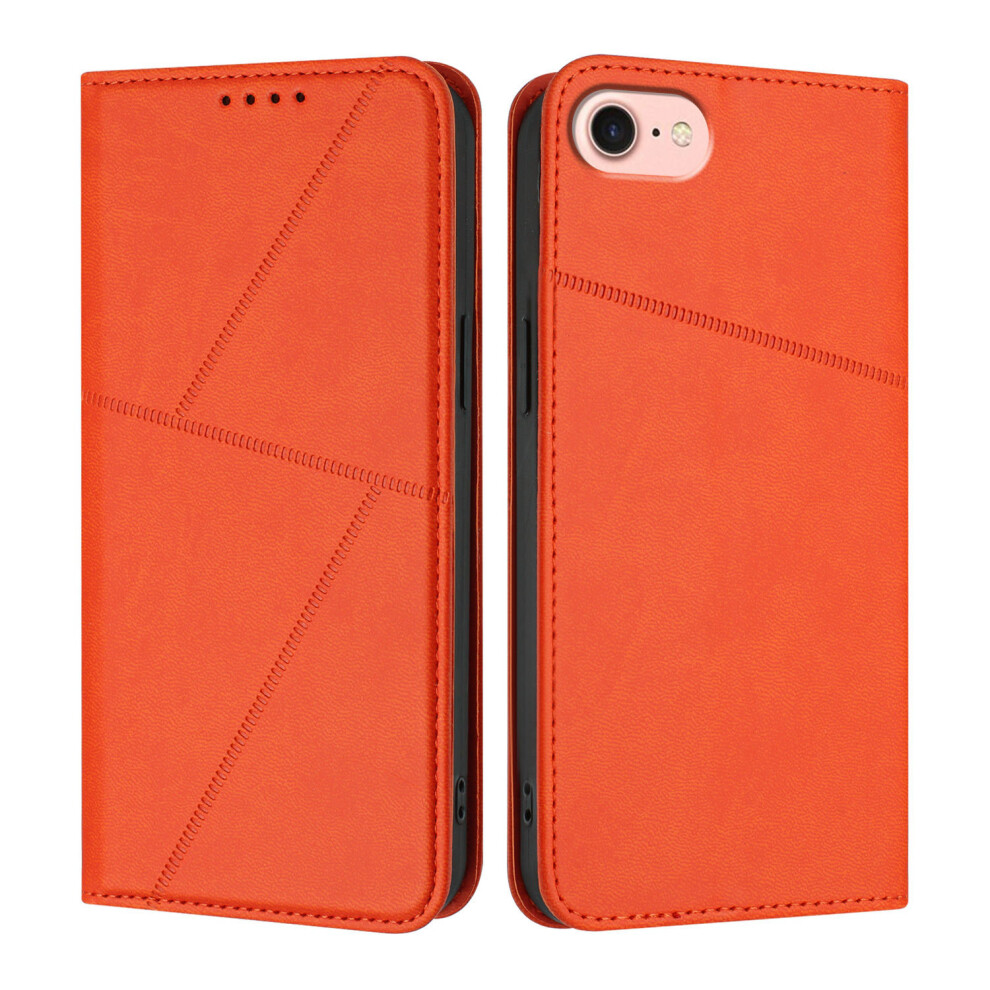 (Iphone 16E, ) For Iphone 16E Wallet Case Magnetic Closure Leather Flip Phone Cover With Stand Orange 6914287963375