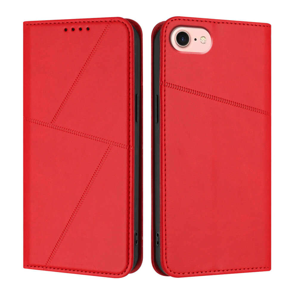 (Iphone 16E, ) For Iphone 16E Wallet Case Magnetic Closure Leather Flip Phone Cover With Stand Red 6914285868320