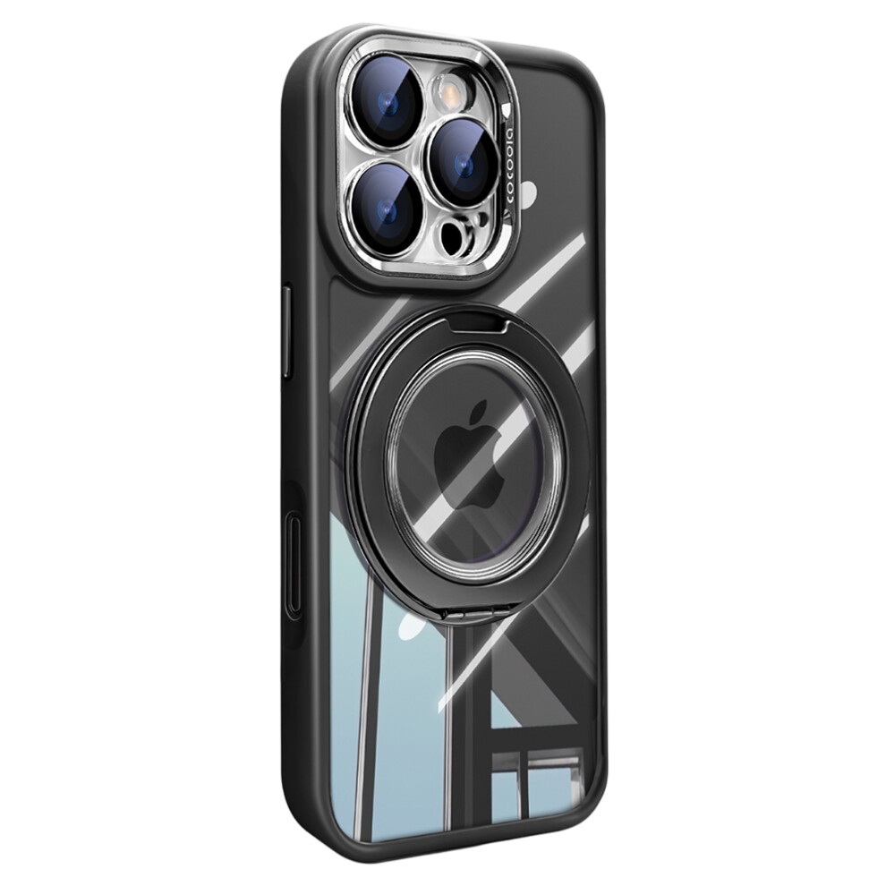 (Iphone 16 Pro Max, ) For Iphone 16 Pro Max Case Magnetic Rotating Kickstand Pc+Tpu Phone Cover With Detachable Camera Lens Film Black 6914285054167