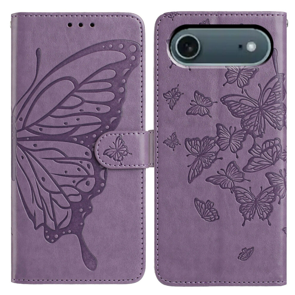 (Iphone Air, ) For Iphone Air Case Butterfly Imprinted Wallet Stand Pu Leather Flip Phone Cover With Strap Purple 6914284165727