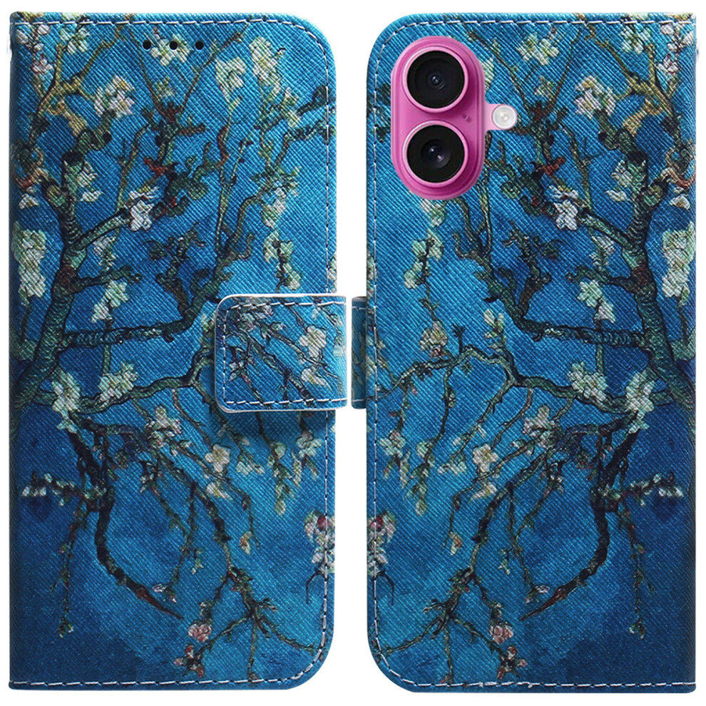 (Iphone 17, Apricot Flowers) For Iphone 17 Wallet Case Pattern Print Leather Phone Cover 6914280598727