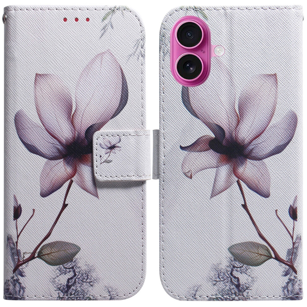 (Iphone 17, Flower) For Iphone 17 Wallet Case Pattern Print Leather Phone Cover Pink 6914288646871