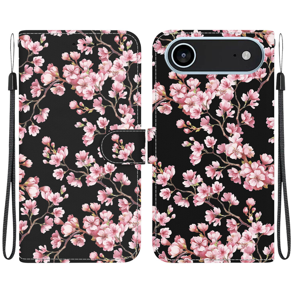 (Iphone Air, Plum Blossom) For Iphone Air Wallet Phone Case Anti-Drop Leather Flip Cover Pattern Printing With Strap Purple 6914289152340