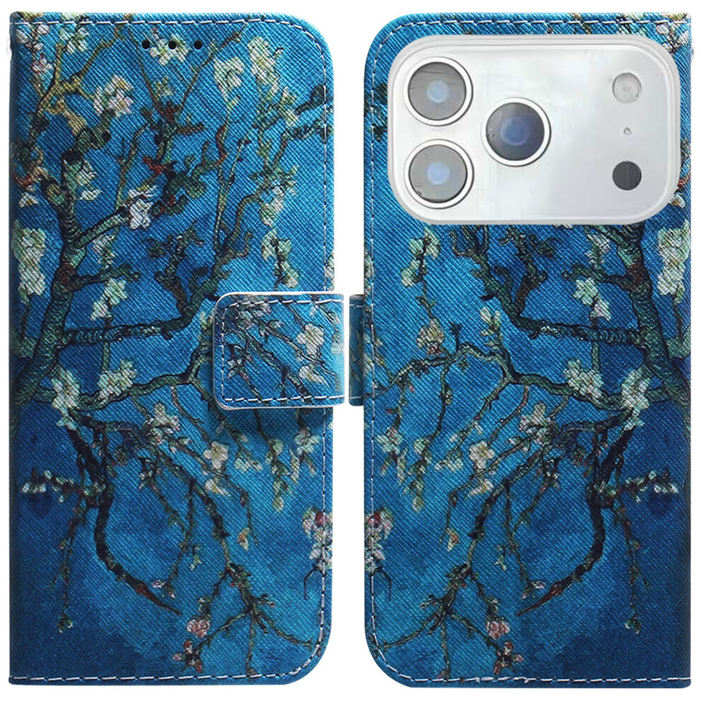 (Iphone 17 Pro Max, Apricot Flowers) For Iphone 17 Pro Max Wallet Case Pattern Print Leather Phone Cover 6914286869982