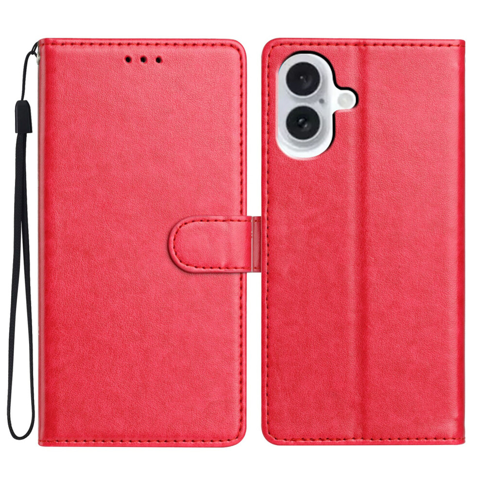 (Iphone 17, Rose) For Iphone 17 Leather Case Wallet Stand Phone Cover With Handy Strap 6914284994419