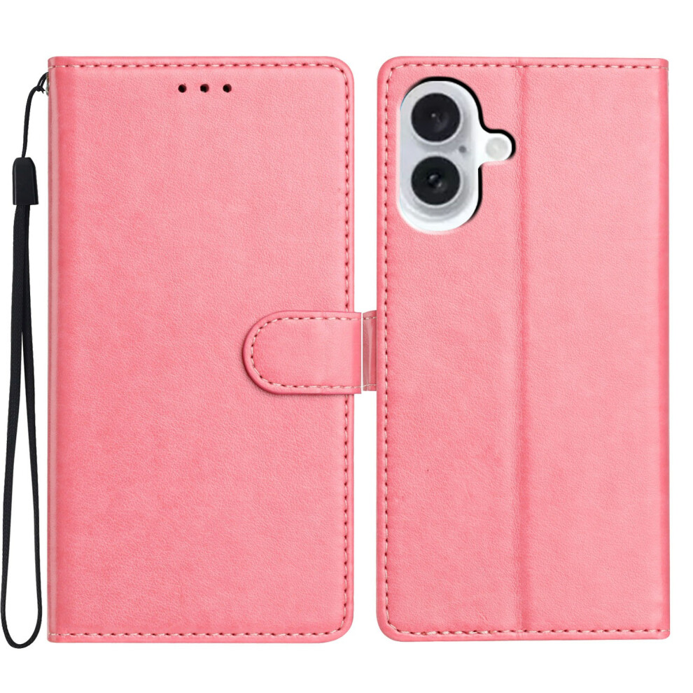 (Iphone 17, Rose ) For Iphone 17 Leather Case Wallet Stand Phone Cover With Handy Strap Gold 6914287087668