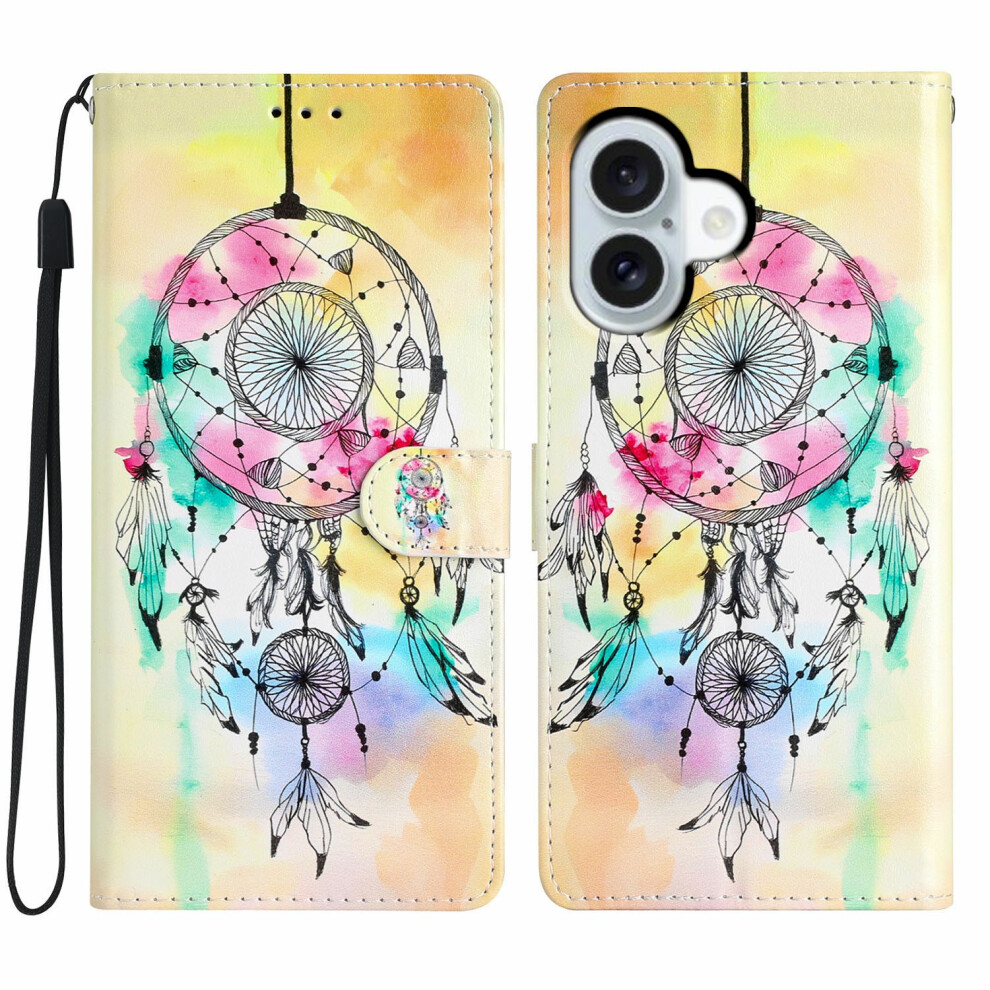 (Iphone 17, Wind Chime) For Iphone 17 Wallet Case Pu Leather Pattern Printing Stand Phone Cover With Strap 6914287795082