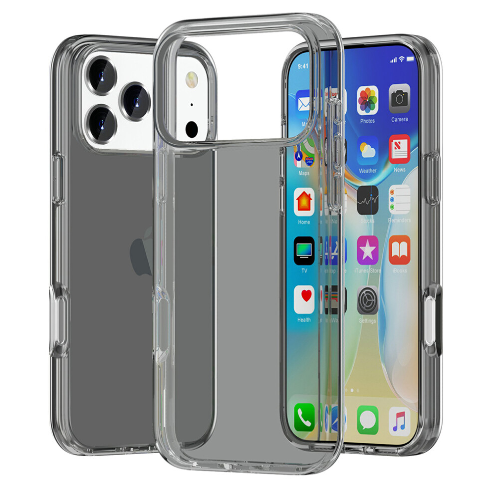(Iphone 17 Pro, Transparent ) For Iphone 17 Pro Case Pc+Tpu Shockproof Clear Phone Cover Grey 6914282145721