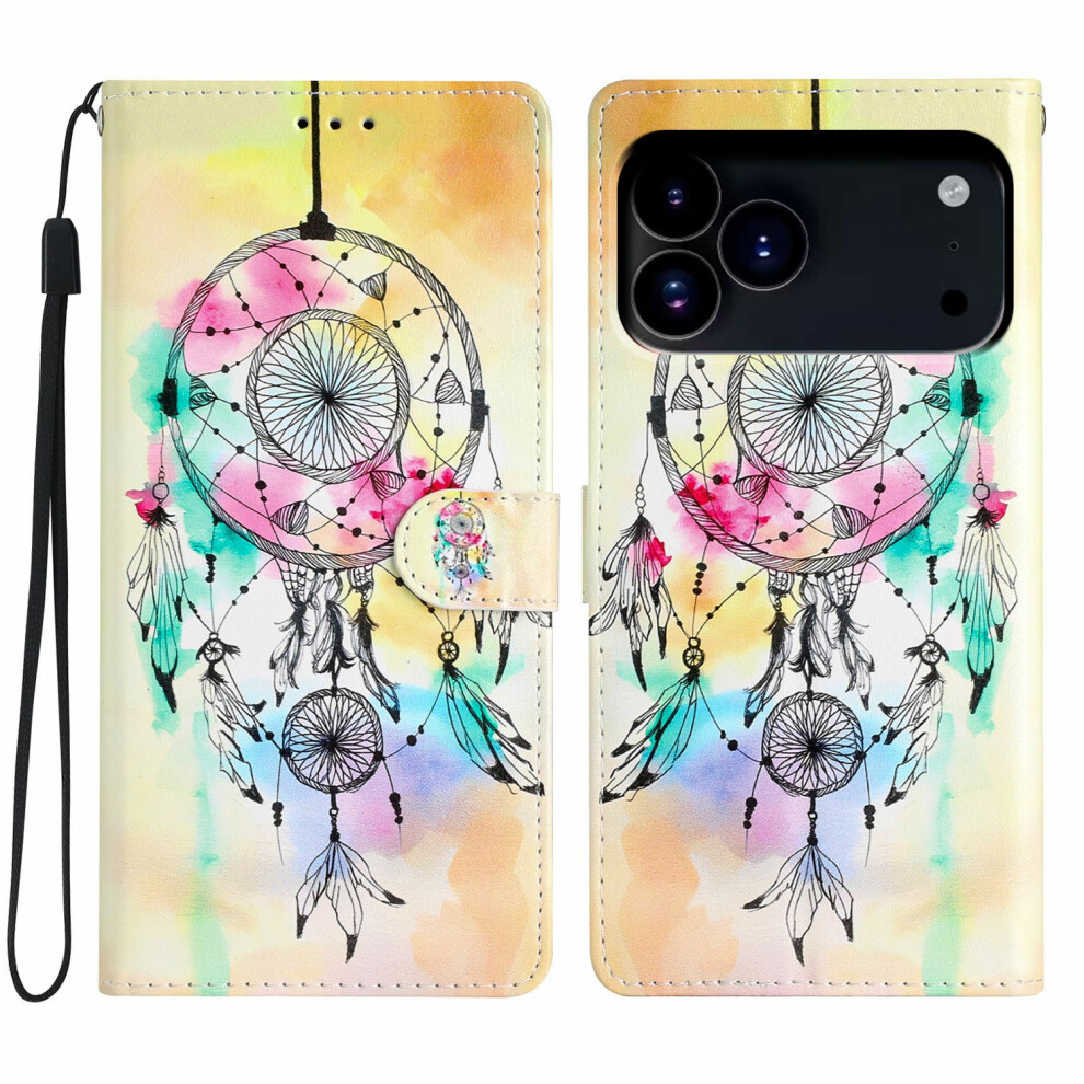(Iphone 17 Pro Max, Wind Chime) For Iphone 17 Pro Max Wallet Case Pu Leather Pattern Printing Stand Phone Cover With Strap 6914289223545