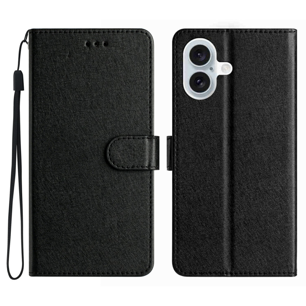 (Iphone 17, ) For Iphone 17 Wallet Case Leather Folio Phone Cover Magnetic Clasp Black 6914285022982