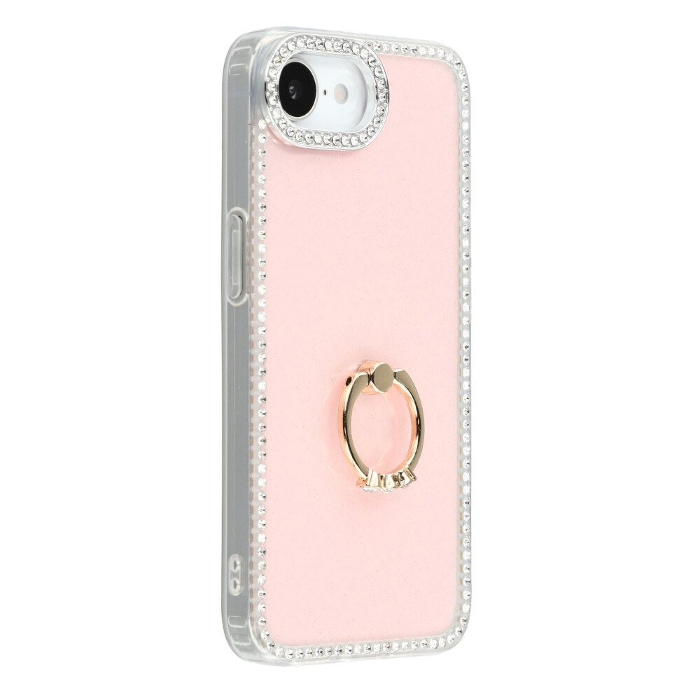 (Iphone 16E, Glitter Light ) For Iphone 16E Case With Ring Kickstand Rhinestone Edge Tpu+Pc Imd Phone Cover Pink 6914281707289