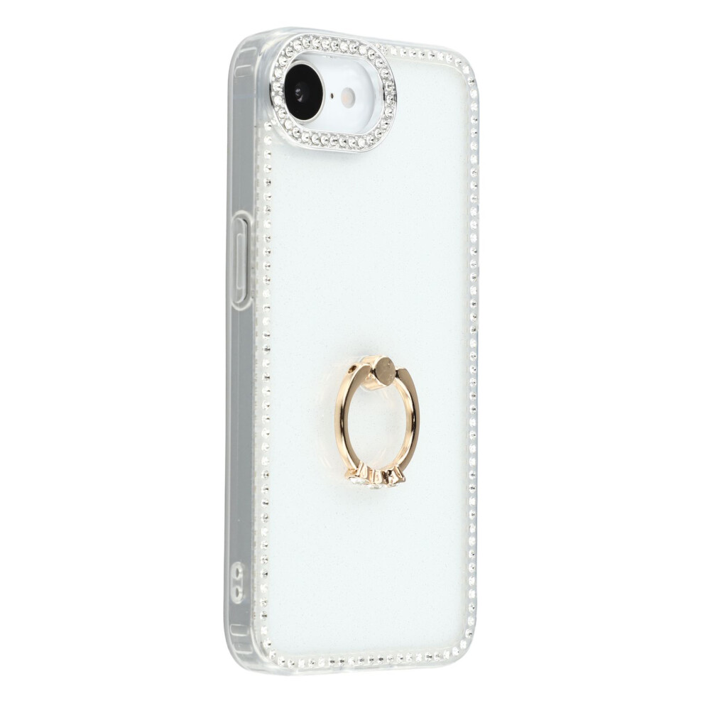 (Iphone 16E, Glitter Transparent) For Iphone 16E Case With Ring Kickstand Rhinestone Edge Tpu+Pc Imd Phone Cover 6914281883365