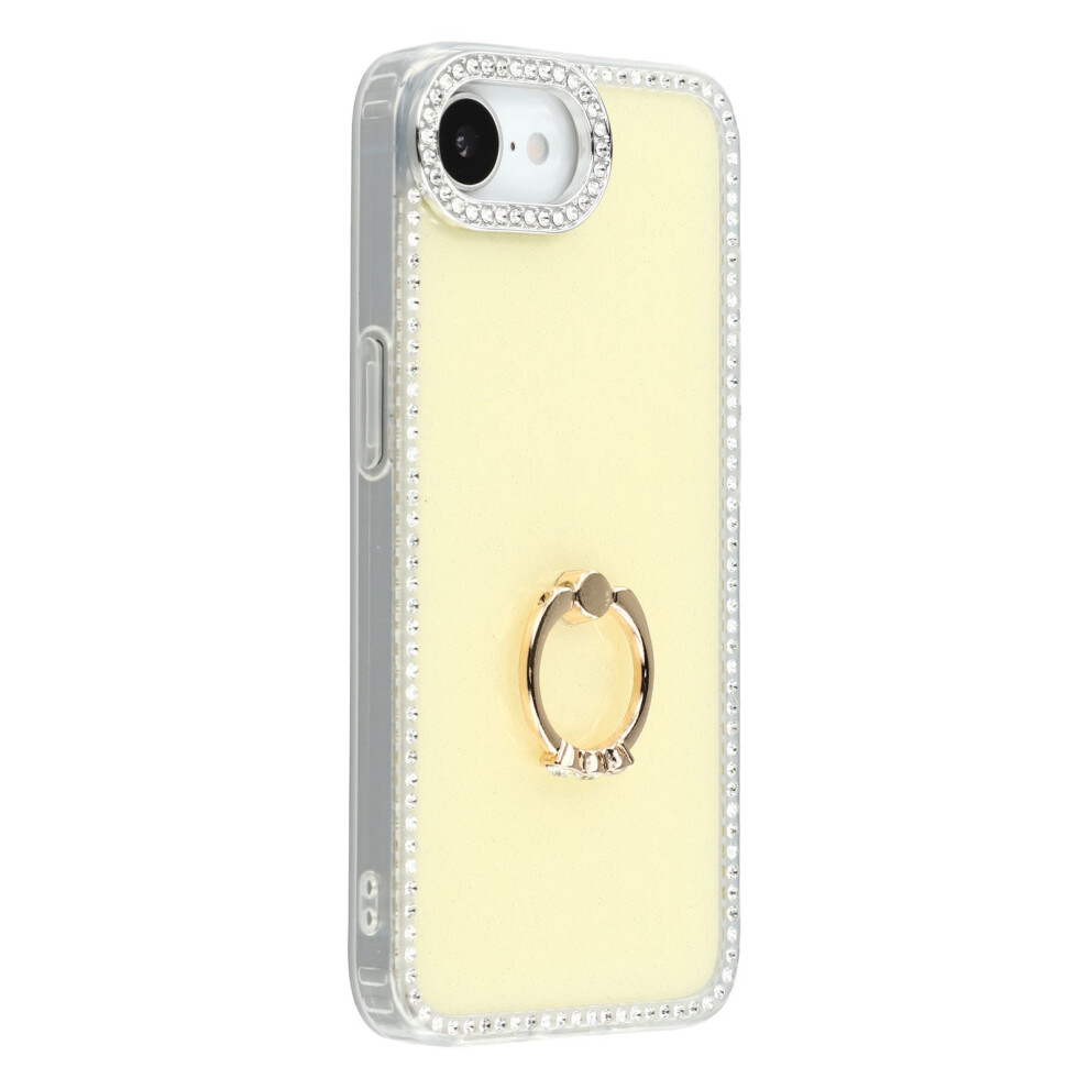(Iphone 16E, Glitter Light ) For Iphone 16E Case With Ring Kickstand Rhinestone Edge Tpu+Pc Imd Phone Cover Yellow 6914280247151