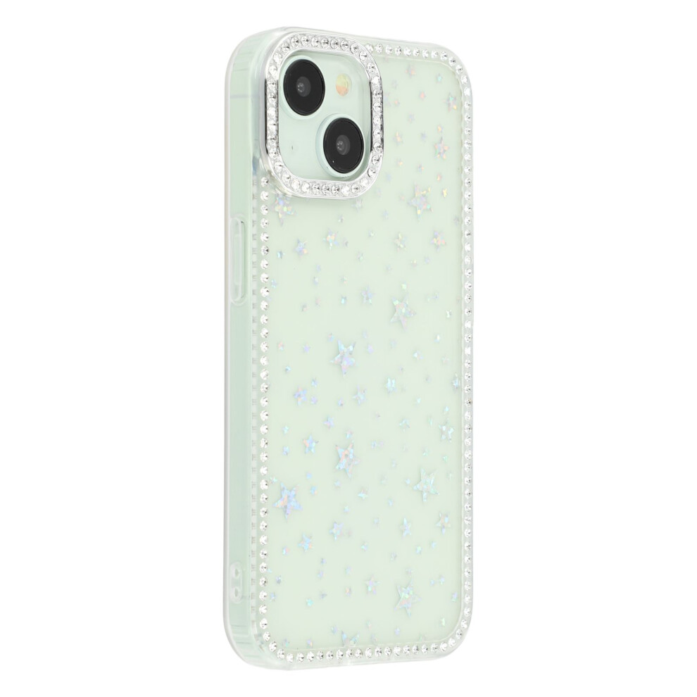 (Iphone 14, Starry Transparent) For Iphone 14/13 Case Rhinestone Edge Glitter Back Tpu+Pc Imd Phone Cover 6914281213759
