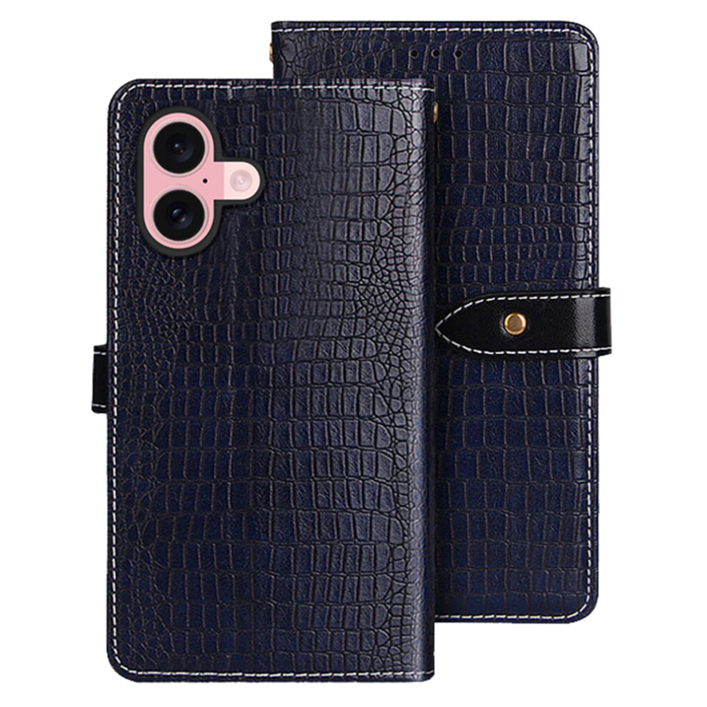 (Iphone 17, ) Idewei For Iphone 17 Case Crocodile Texture Pu Leather Flip Phone Cover Blue 6914280170718