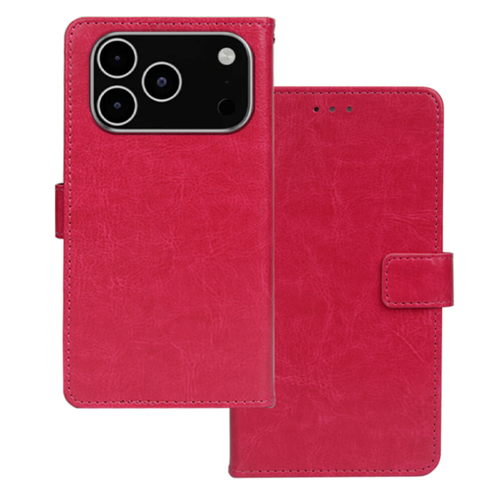 (Iphone 17 Pro, Rose) Idewei For Iphone 17 Pro Case Wallet Leather Phone Cover Crazy Horse Texture 6914289121155