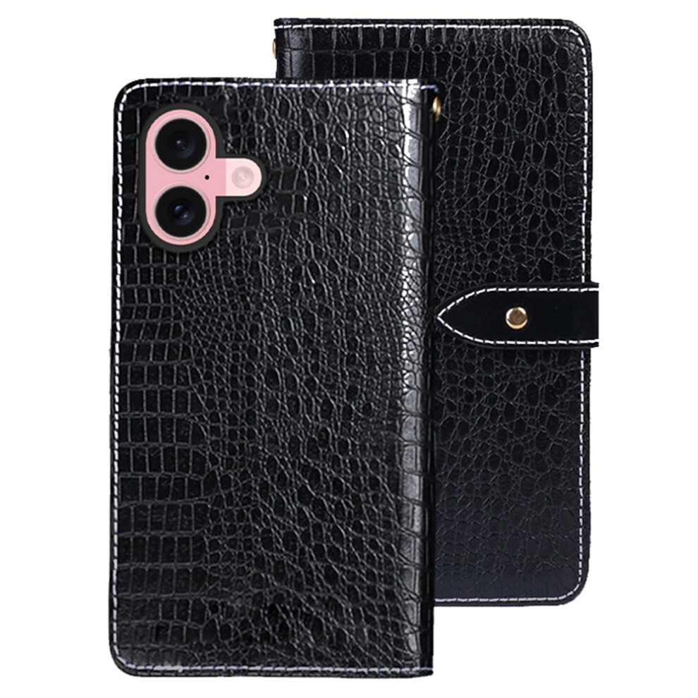 (Iphone 17, ) Idewei For Iphone 17 Case Crocodile Texture Pu Leather Flip Phone Cover Black 6914287375314