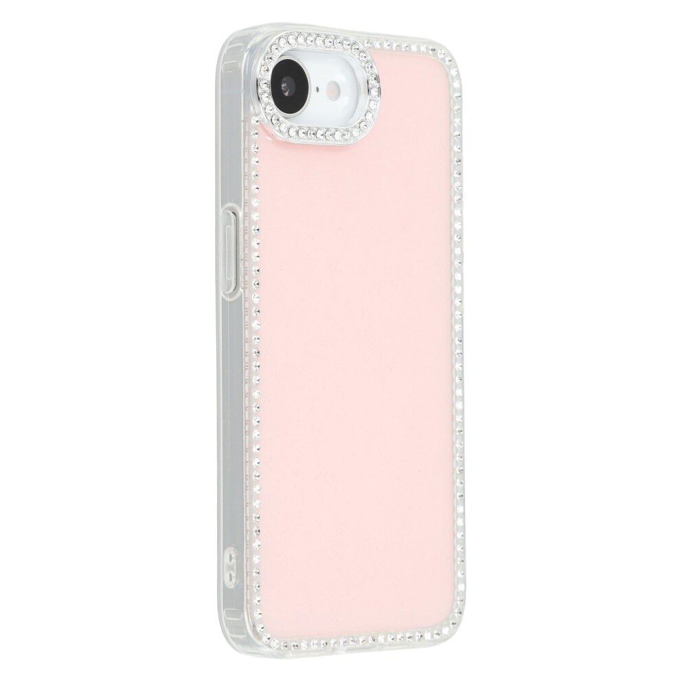 (Iphone 16E, Glitter Light ) For Iphone 16E Case Rhinestone Edge Glitter Back Tpu+Pc Imd Phone Cover Pink 6914284391614