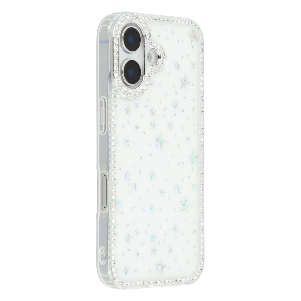 (Iphone 16, Starry Transparent) For Iphone 16 Case Rhinestone Edge Glitter Back Tpu+Pc Imd Phone Cover 6914286343468