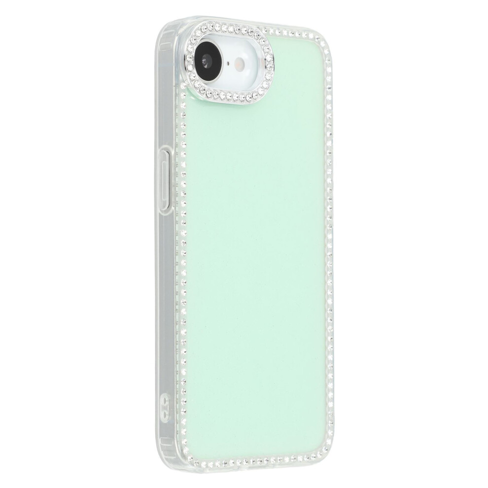 (Iphone 16E, Glitter Light ) For Iphone 16E Case Rhinestone Edge Glitter Back Tpu+Pc Imd Phone Cover Green 6914286853554