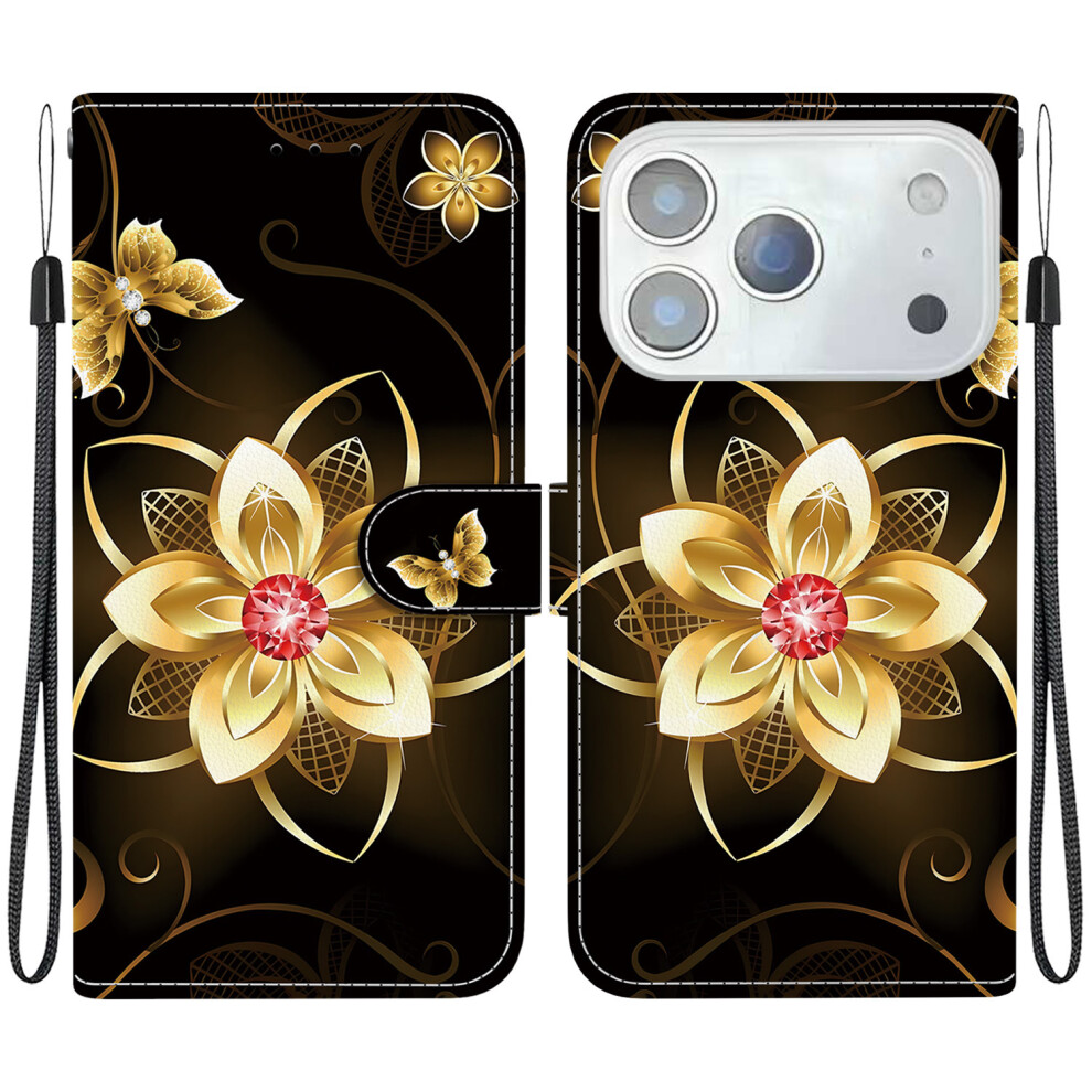 (Iphone 17 Pro Max, Flower) For Iphone 17 Pro Max Case Golden 6914281927571