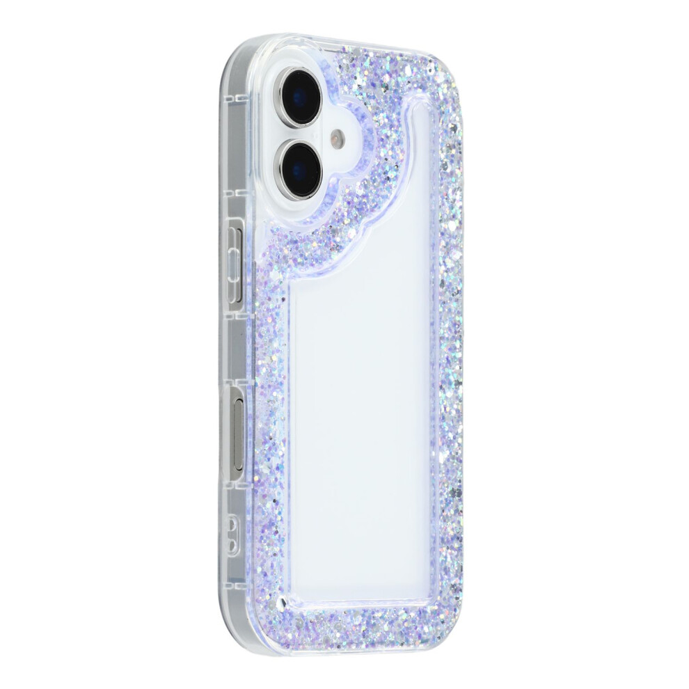 (Iphone 16, ) For Iphone 16 Case Glitter Epoxy Soft Tpu Clear Back Cover Purple 6914287522077
