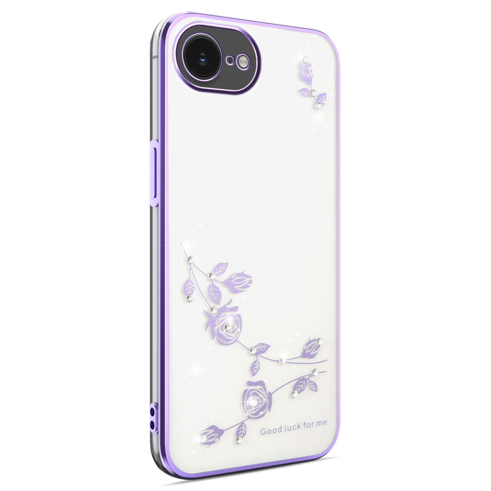 (Iphone 16E, ) Kadem For Iphone 16E Case Flower Rhinestone Decor Electroplating Tpu Phone Cover Purple 6914280617657