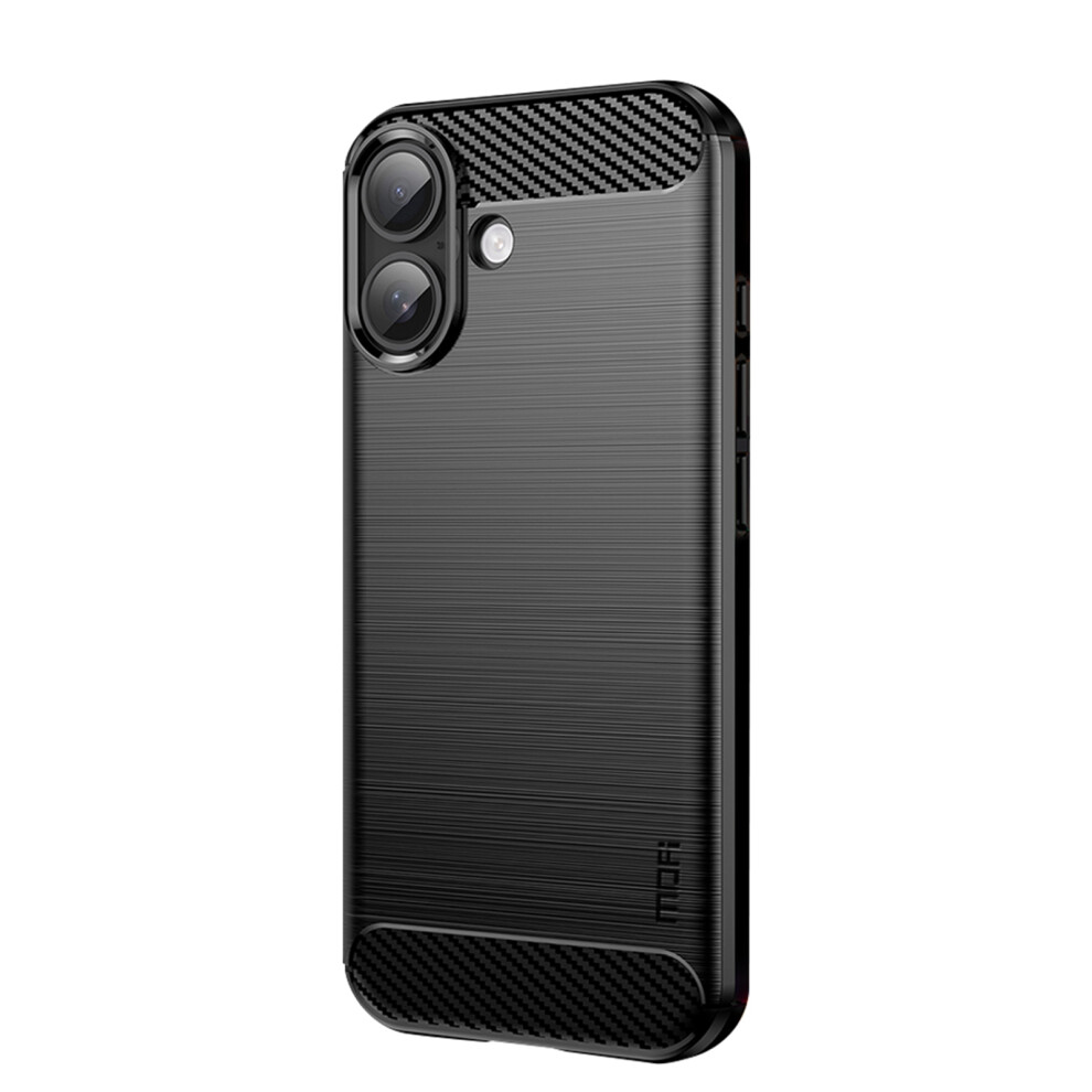 (Iphone 17, ) For Iphone 17 Back Cover Mofi Brushed Texture Carbon Fiber Soft Tpu Case Black 6914288189620