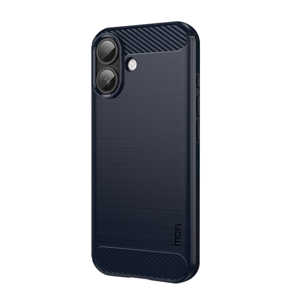 (Iphone 17, ) For Iphone 17 Back Cover Mofi Brushed Texture Carbon Fiber Soft Tpu Case Blue 6914285245923