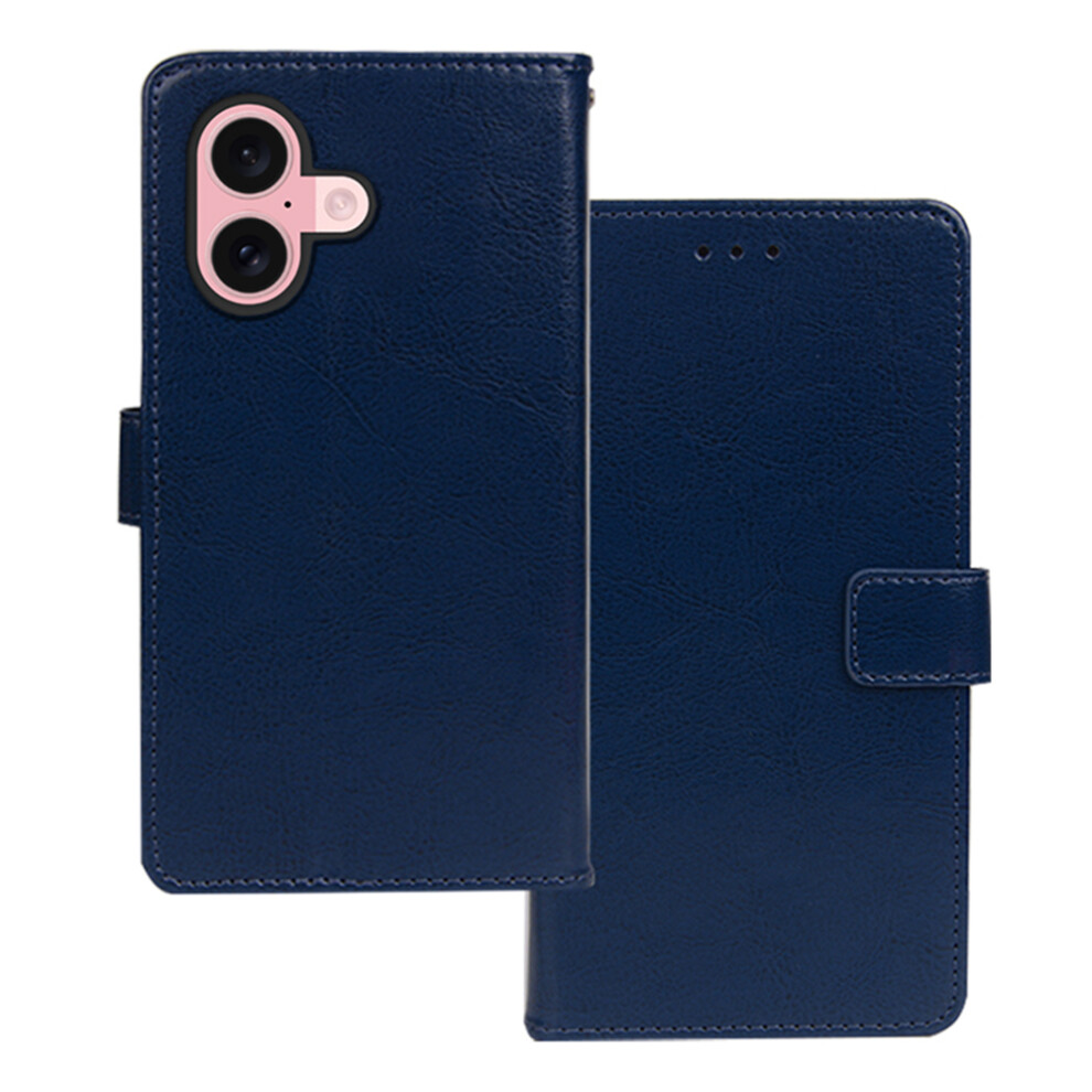 (Iphone 17, ) Idewei For Iphone 17 Case Wallet Leather Phone Cover Crazy Horse Texture Blue 6914289090918