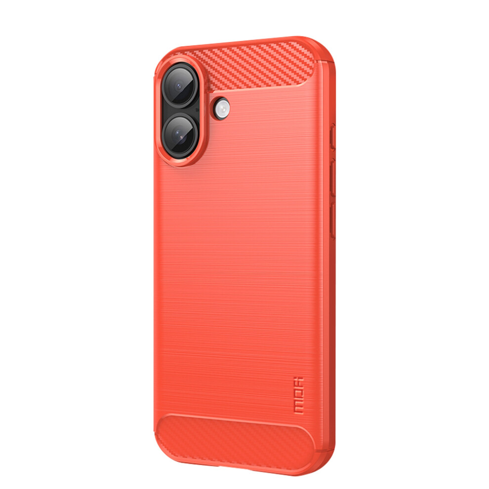 (Iphone 17, ) For Iphone 17 Back Cover Mofi Brushed Texture Carbon Fiber Soft Tpu Case Red 6914280966311