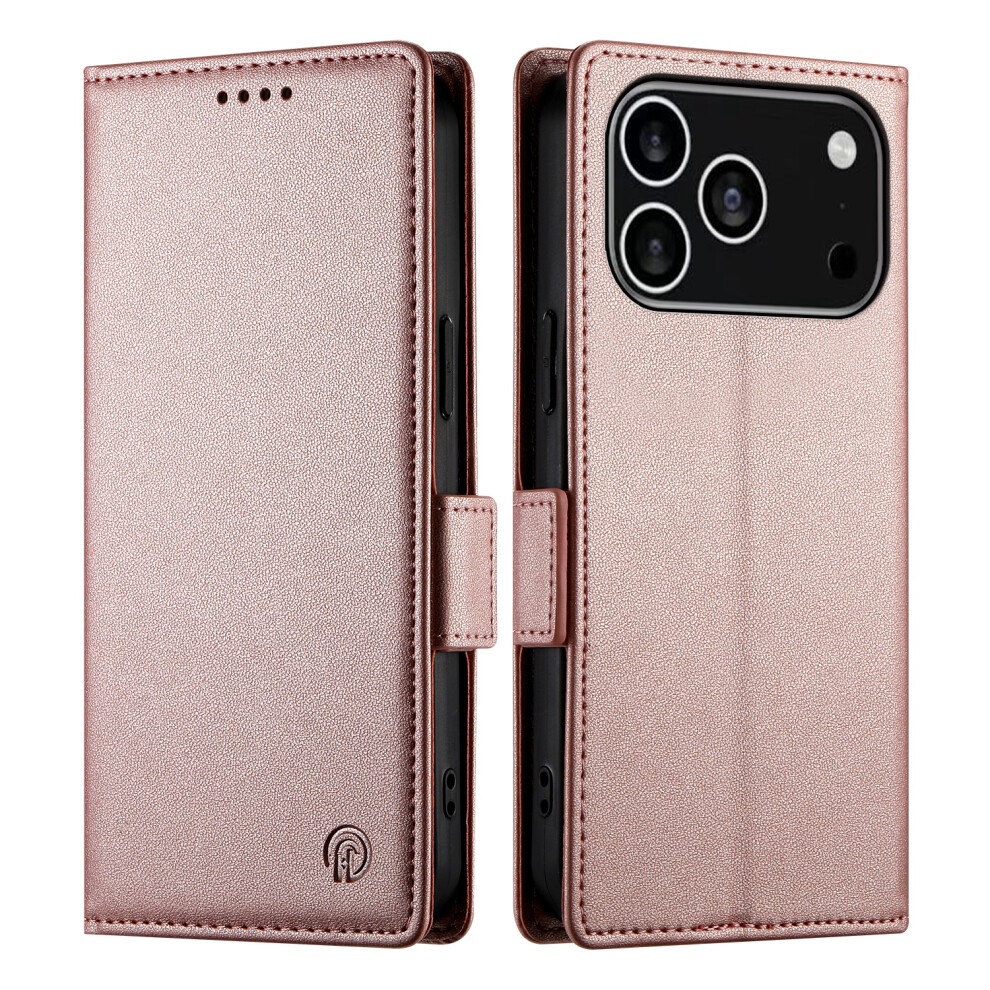 (Iphone 17 Pro, Rose ) For Iphone 17 Pro Stand Case Pu Leather Wallet Phone Cover Gold 6914280752273