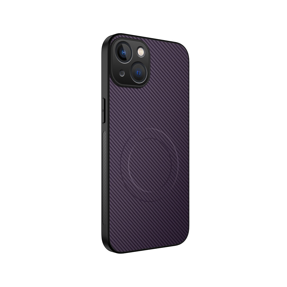 (Iphone 15, ) For Iphone 15 Case Compatible With Magsafe Wanlonfeng Tq Series Carbon Fiber Texture Pc Tpu Phone Cover Purple 6914282104612