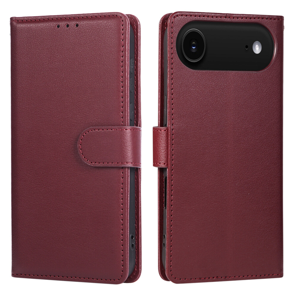 (Iphone Air, Wine ) For Iphone Air Case Wallet Stand View Pu Leather Phone Cover With Wrist Strap Red 6914287280595