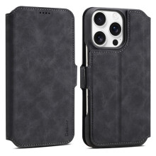 (iPhone 16 Pro Max, Black) DENIOR B07 For iPhone 16 Pro Max Case Leather+PC Magnetic Detachable Wallet Phone Cover