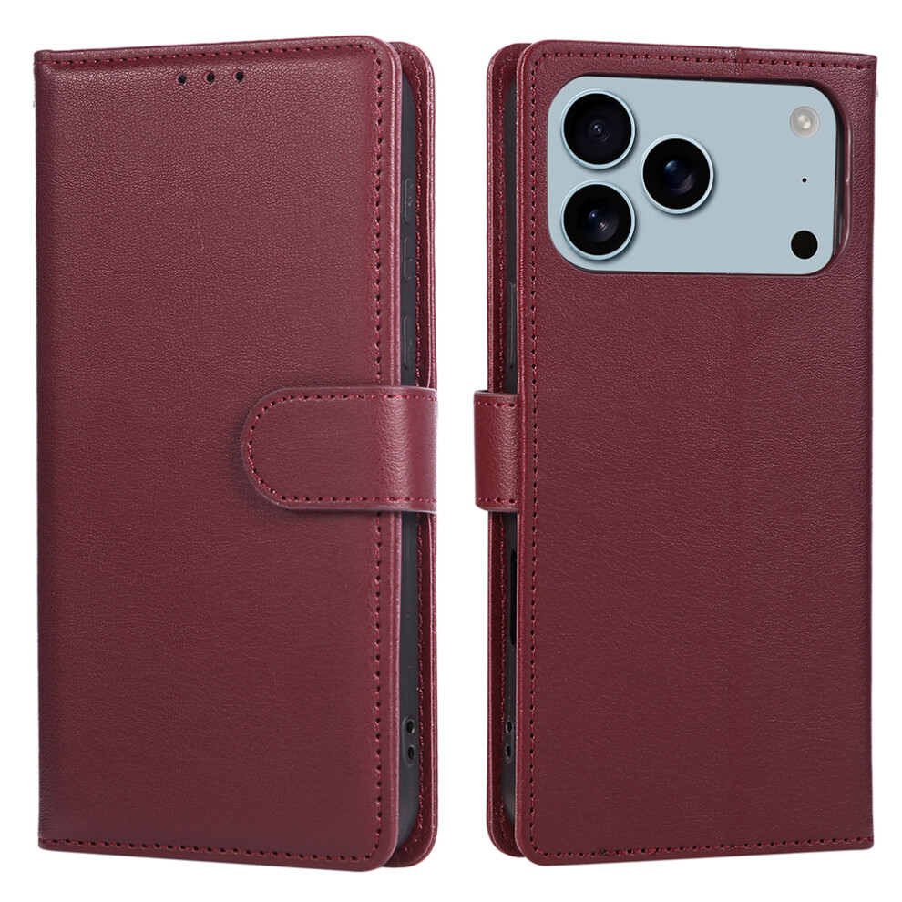 (Iphone 17 Pro Max, Wine ) For Iphone 17 Pro Max Case Wallet Stand View Pu Leather Phone Cover With Wrist Strap Red 6914288906135