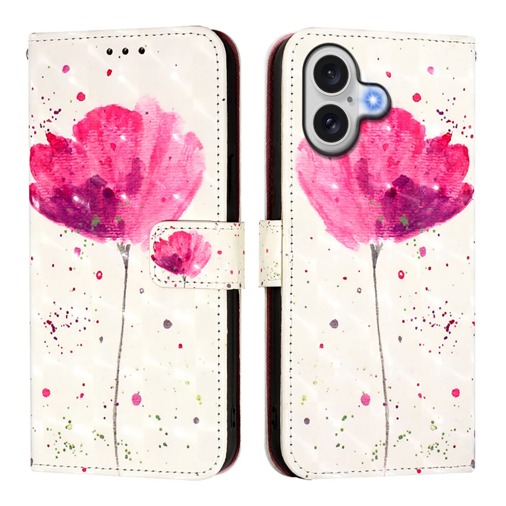(Iphone 17, Flower) For Iphone 17 Leather Case Pattern Printing Wallet Stand Mobile Cover With Strap 6914283857456