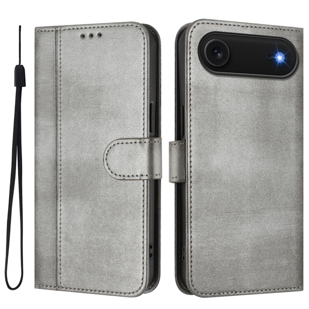 (Iphone Air, ) For Iphone Air Cases Wallet Stand Retro Texture Leather Phone Cover With Lanyard Grey 6914284051754