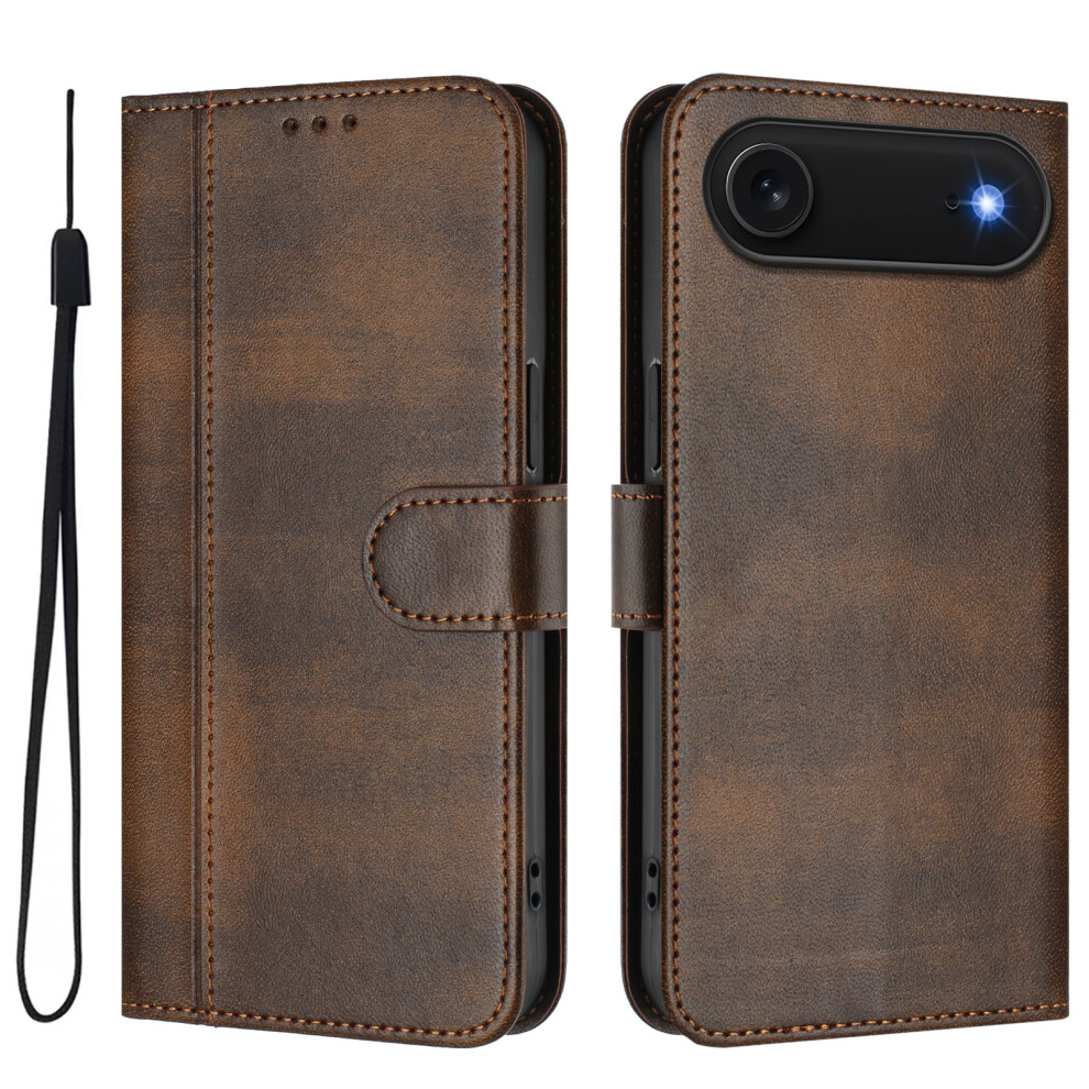 (Iphone Air, ) For Iphone Air Cases Wallet Stand Retro Texture Leather Phone Cover With Lanyard Brown 6914280157801