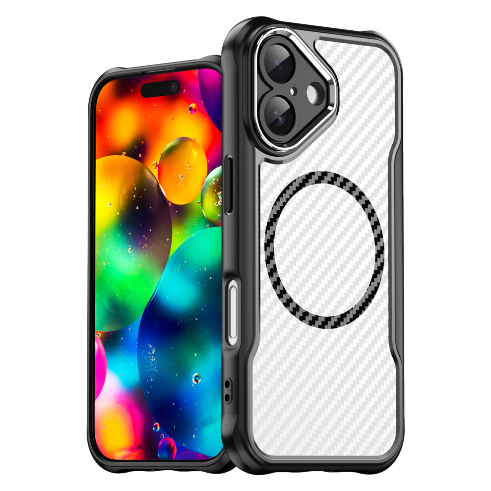 (Iphone 17, ) For Iphone 17 Case Compatible With Magsafe Hybrid Phone Cover Carbon Fiber Black 6914282627357