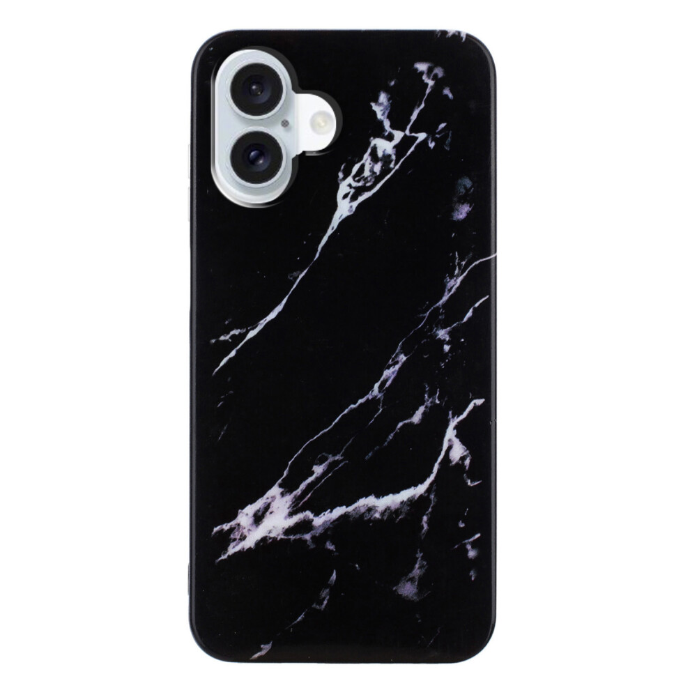 (Iphone 17, ) For Iphone 17 Case Marble Pattern Painted Tpu Phone Back Cover Black 6914282394594