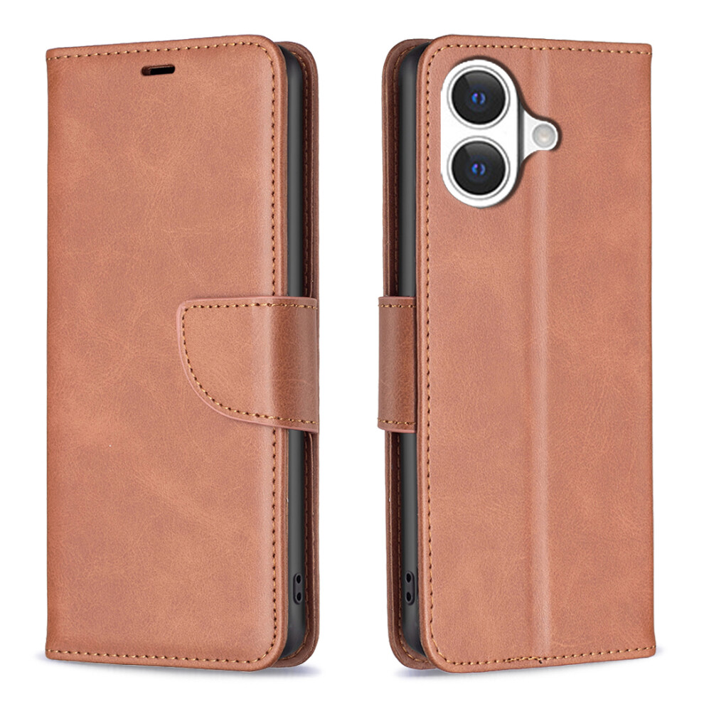 (Iphone 17, ) For Iphone 17 Case Shockproof Pu Leather Cover With Wallet Card Slots Brown 6914285001123