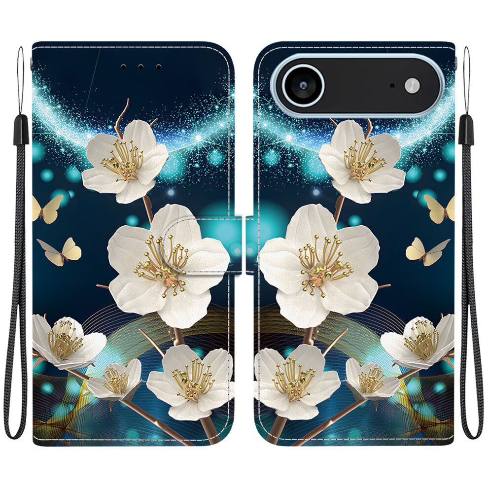 (Iphone Air, Magnolia) For Iphone Air Case Pattern Printing Anti-Drop Leather Flip Wallet Phone Cover With Lanyard 6914286504845