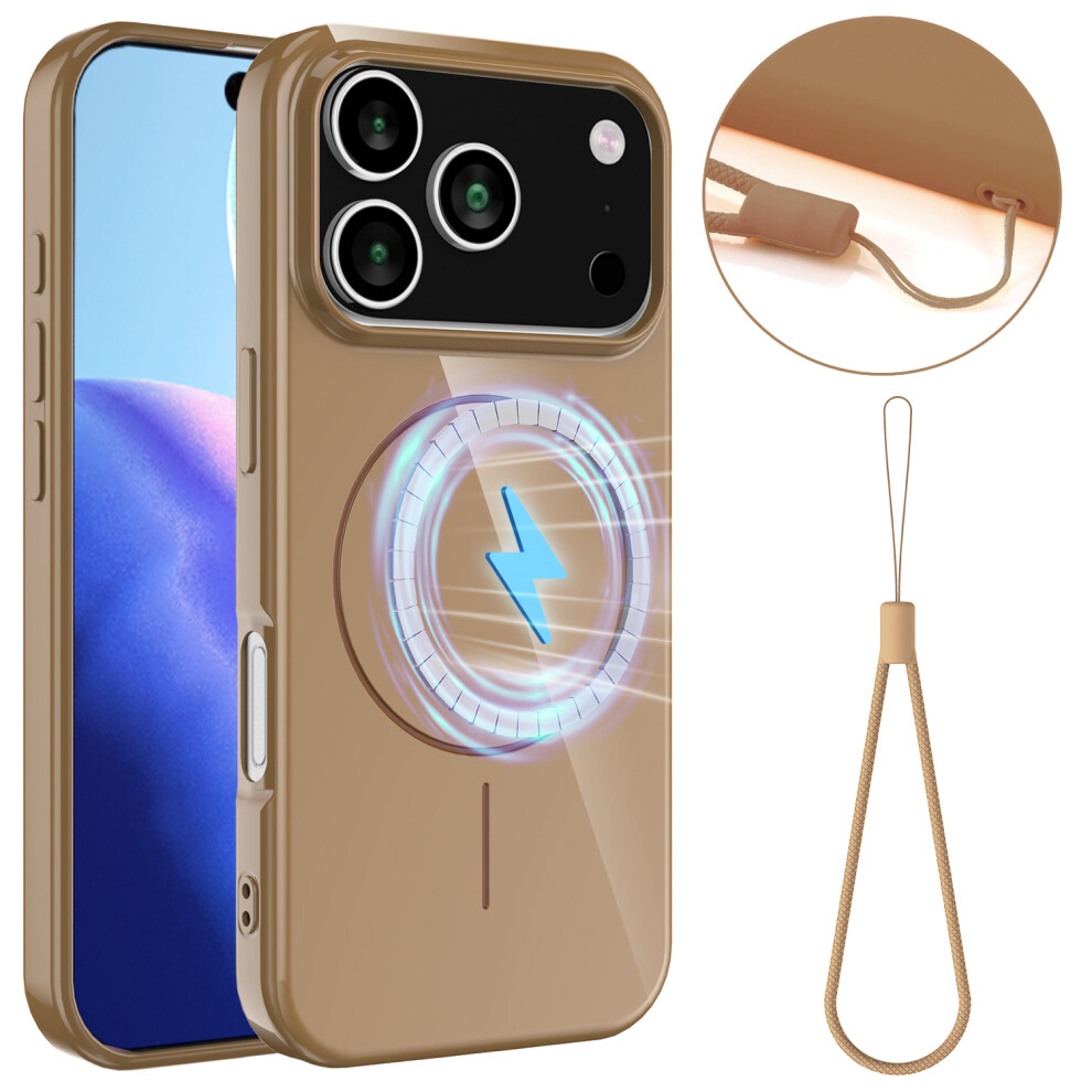 (Iphone 17 Pro Max, Desert ) For Iphone 17 Pro Max Magnetic Case Compatible With Magsafe Tpu Phone Back Cover With Lanyard Gold 6914286522283