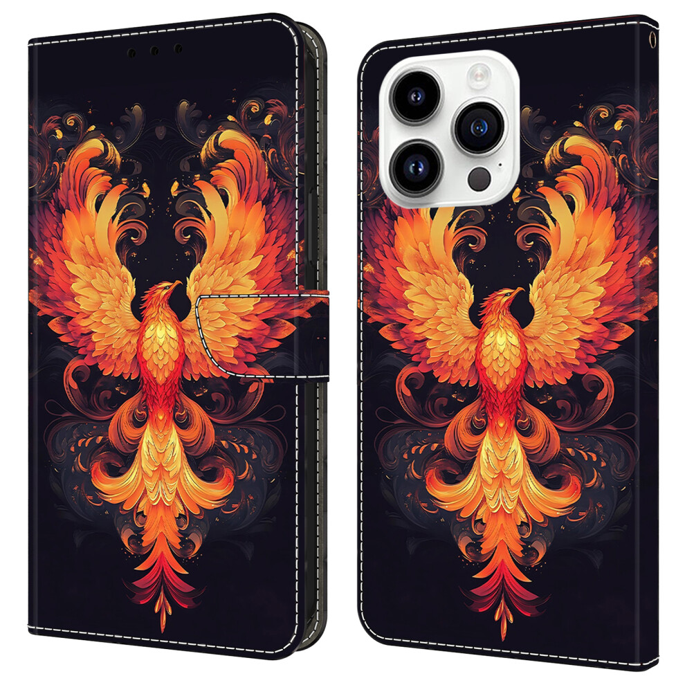 (Iphone 16 Pro, Flame Bird) For Iphone 16 Pro Case Wallet Stand Pattern Printing Pu Leather Flip Phone Cover 6914284627591