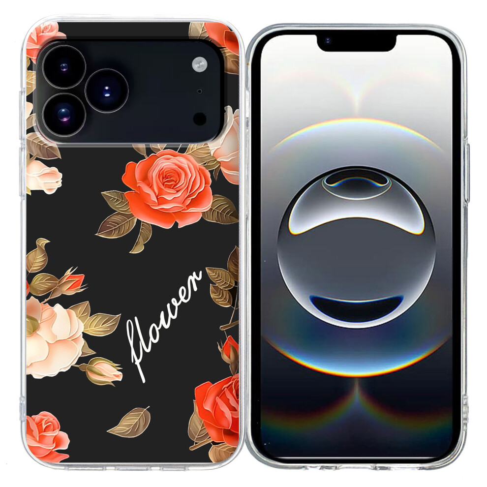 (Iphone 17 Pro, Background Flowers) For Iphone 17 Pro Case Pattern Printing Shockproof Soft Tpu Phone Cover Black 6914285389122