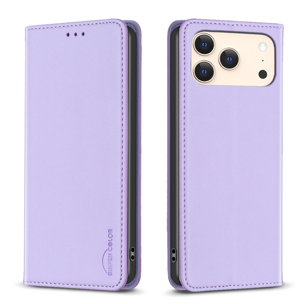 (Iphone 17 Pro Max, ) For Iphone 17 Pro Max Leather Case Binfen Color Bf18 Phone Stand Cover With Card Slots Purple 6914288789882