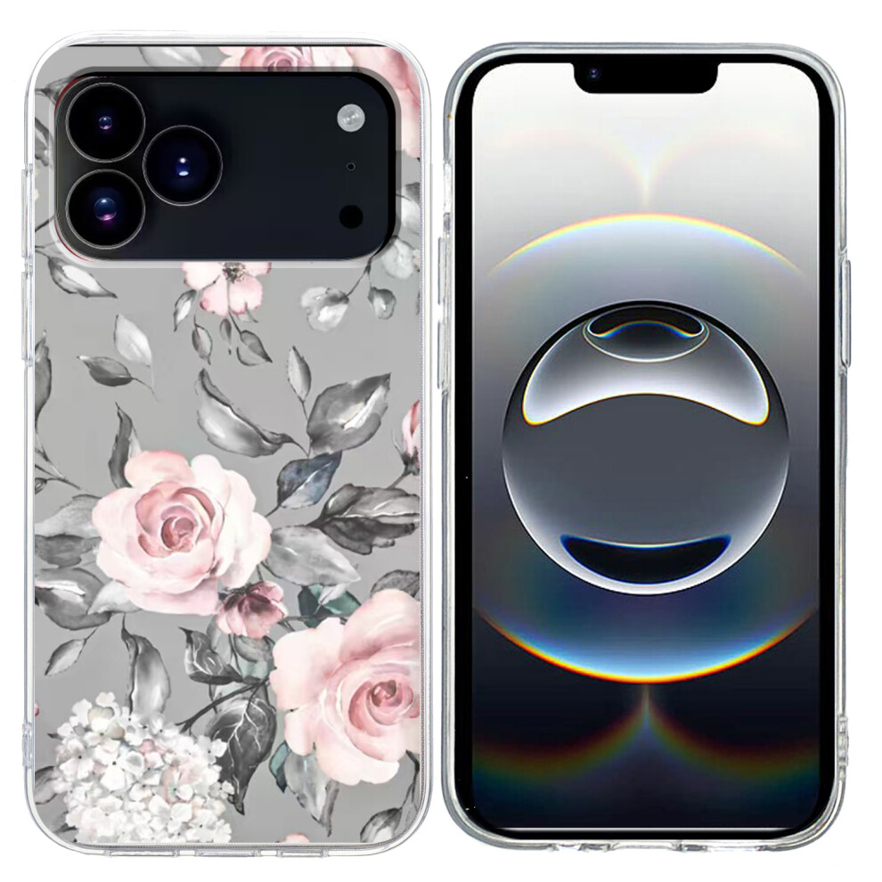 (Iphone 17 Pro Max, Background Flowers) For Iphone 17 Pro Max Case Pattern Printing Shockproof Soft Tpu Phone Cover Grey 6914284189938