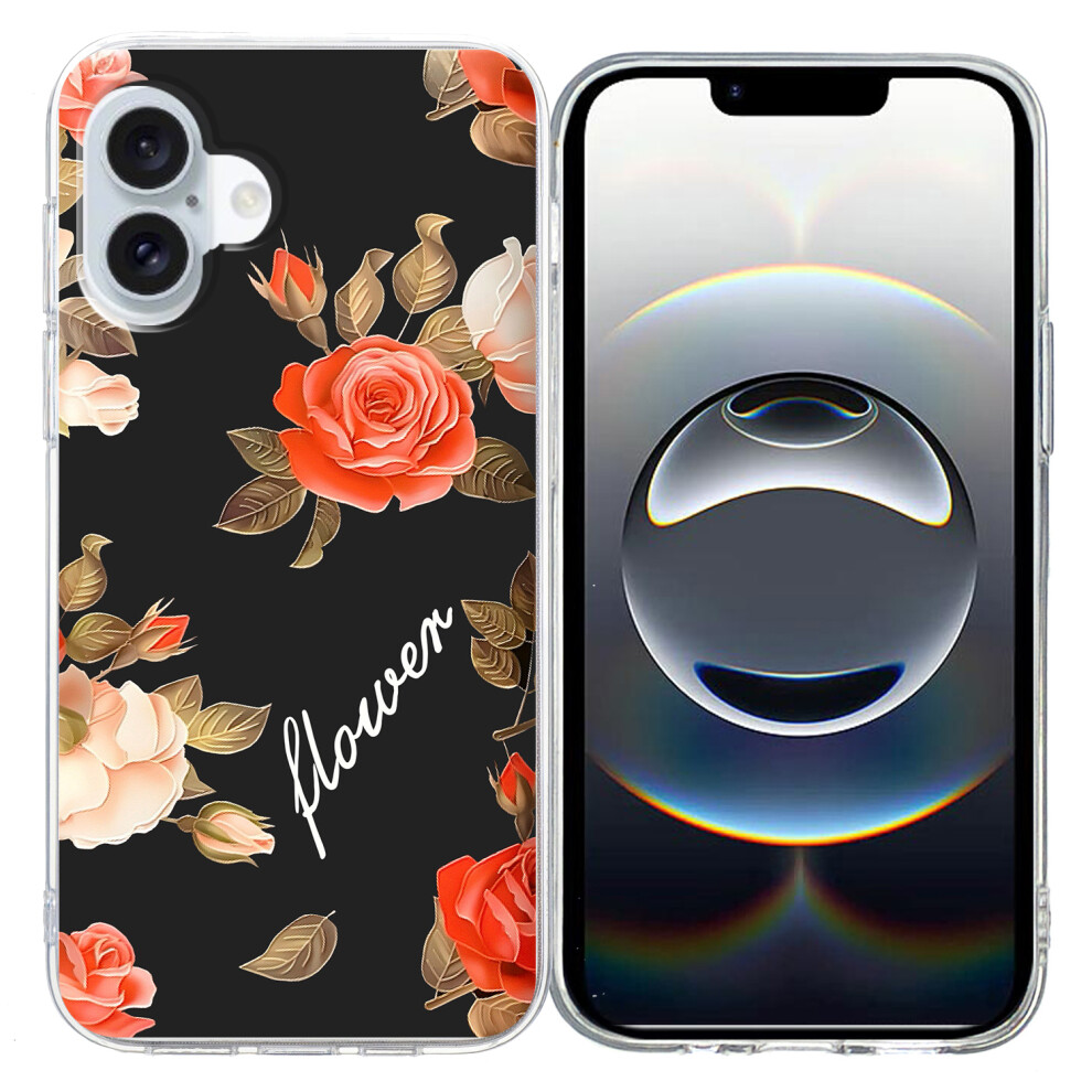 (Iphone 17, Background Flowers) For Iphone 17 Case Pattern Printing Shockproof Soft Tpu Phone Cover Black 6914288413671